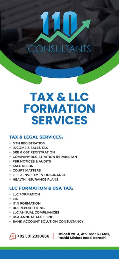 Tax Consultant & LLC Formation Services | NTN, GST, USA LLC & Tax