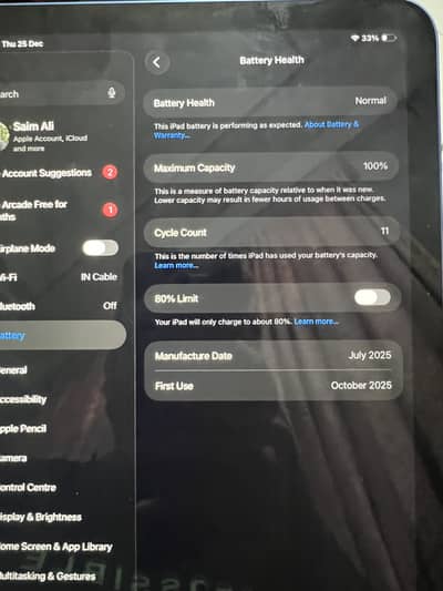 iPad A16 11th generation 128 gb With Box Apple Pencil