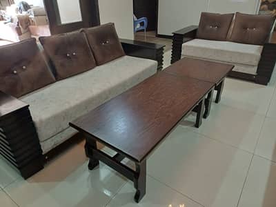 6 Seater Sofa Set with 1 Deewan and 3 coffeee tables
