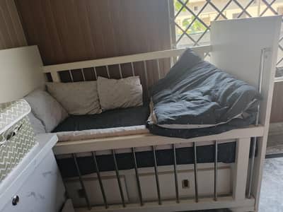 3 months used baby cot with baby mattress excellent condition