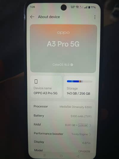 Oppo A3pro 8/256 with box dubai