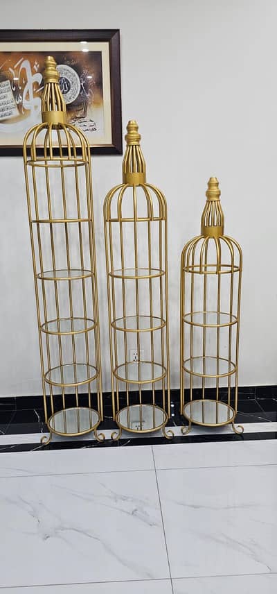 elegant steel birdcage–style floor décor set