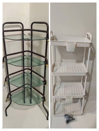 Corner Shelf with Tripod/Bookshelf Storage Trolley, Kitchen Organizer.