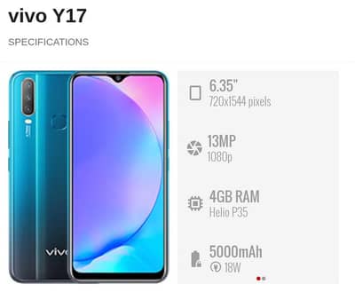 Vivo Y17 PTA Approved 10/10 Condition 4/128