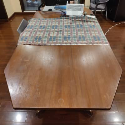 Vintage Solid Wood 8-Seater Hexagonal Dining Table (96x47)