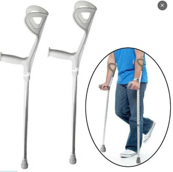 Walking Stick with Elbow Grip Adjustable and Handle Grip, Stainless Steel For Adult and Disability, Elbow Stick