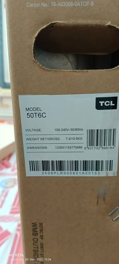 TCL 50inch LED MODEL 50T6C 4K