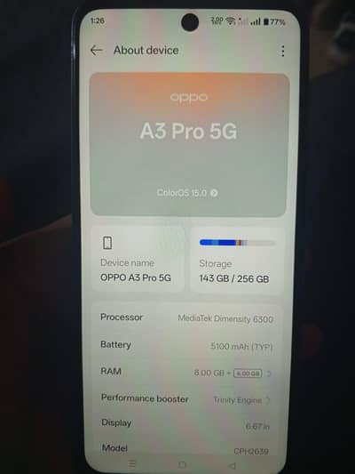 Oppo Mobile phone A3 pro with box Dubai