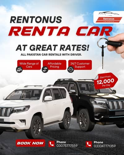 Rent-A-Car with Professional Driver– All Pakistan Service