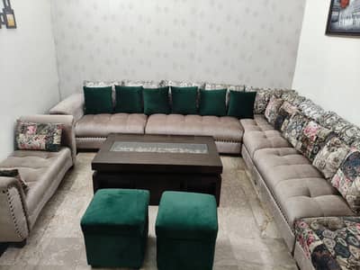 14 Seater Sofa for Sale with two small puffy