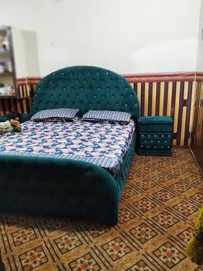 full poshish wala bed set dressing table side table spring matters