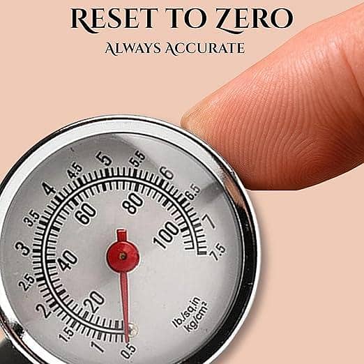 Heavy Duty Analog Tyre Pressure Gauge for Car, Bike, Scooter & SUV | 0–100 PSI Manual Air Pressure Meter with Reset Button