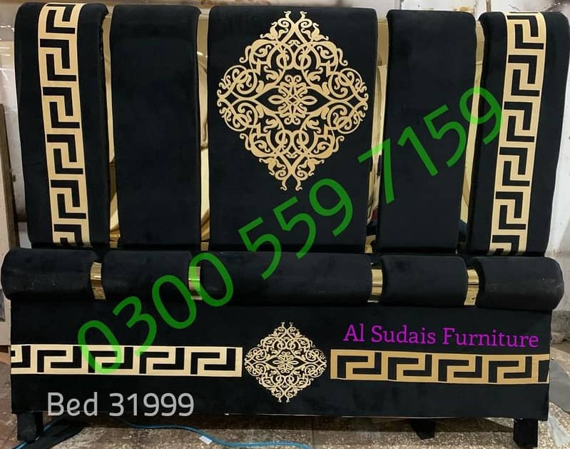 solid wood double bed, polish bed single without side table dressing 15