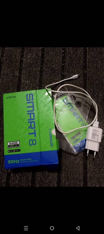 Infnix smart 8 with box and charger