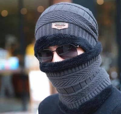 Beanie Wool Cap With Neck Warmer