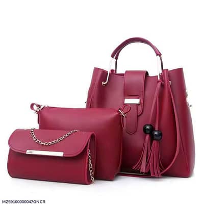 *The Elegant Choice ~Piece Luxury Burgundy Wine Leather Hand Bag Set*