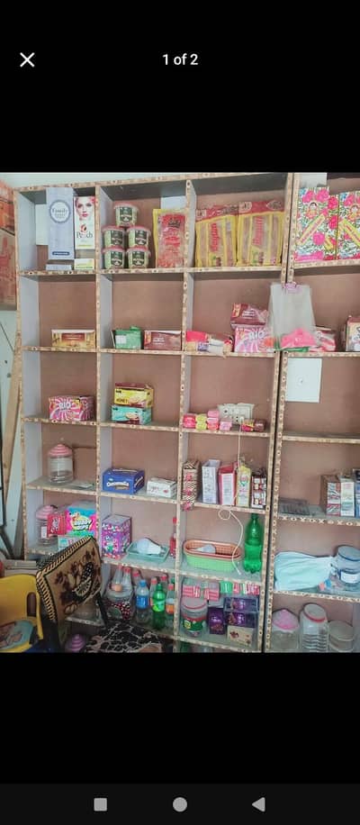 shop counter, shelf, chips stand