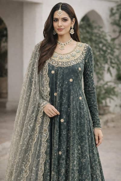 4 peice preloved maxi with golden work