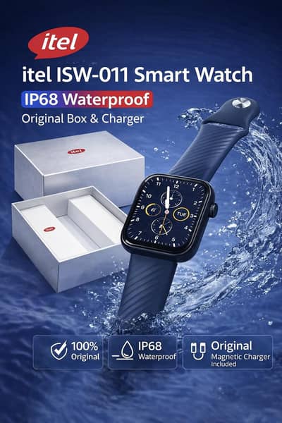itel ISW-011 Smart Watch – IP68 Waterproof | Original Box & Charger