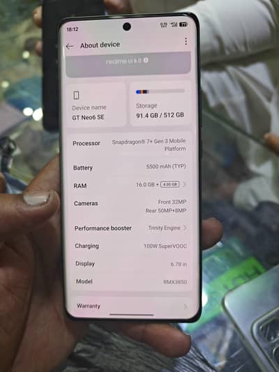 Realme GT 6 NEO SE Ram 16+4gb Rom512gb