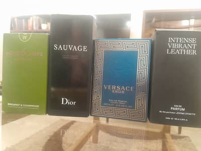 4 Perfumes- Dior Sauvage, EROS EDP, Zara Intense Leather, M&W EDT