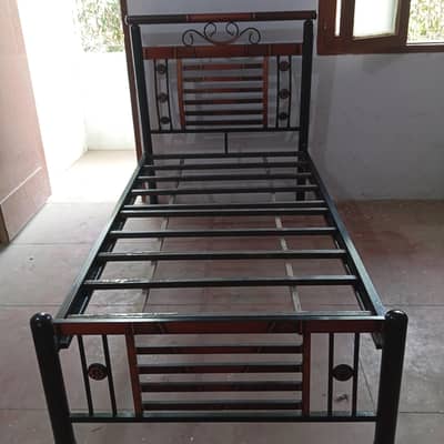 single iron bed with durafoam mattress.