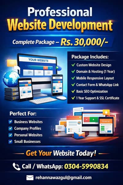 Professional Website Development – Complete Package Rs. 30,000