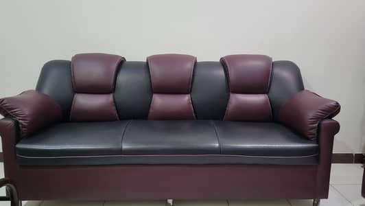 Elegant Black & Maroon Sofa Set (3+3+1+1) – Modern Design