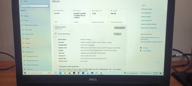 Dell i7 6th generation, 16GB, 128GBSSD, 4GB graphic card
