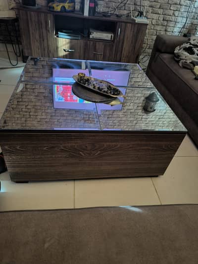 Custom made mirror top center table
