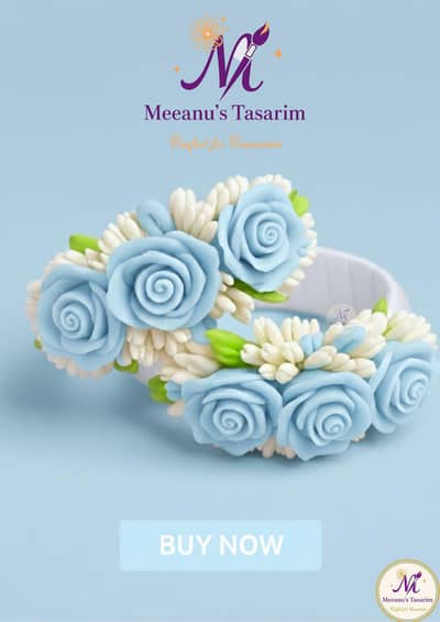 Handcrafted Serene Azure Floral Bangle Set – Meeanu’s Tasarim
