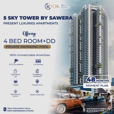 Flat Available For Booking in 5 Sky Tower By Sawera Clifton