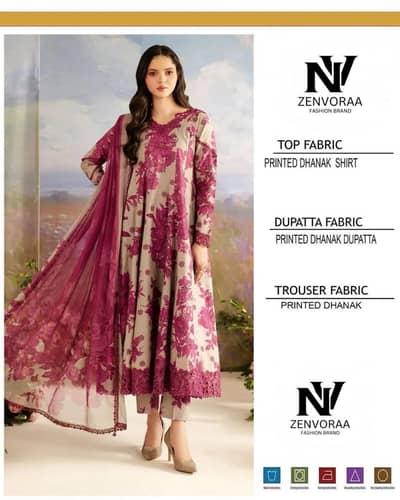 3 Pcs Women's Unstitched Printed Suit