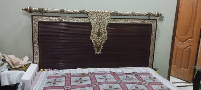 wooden bed set with dressing table and side tables