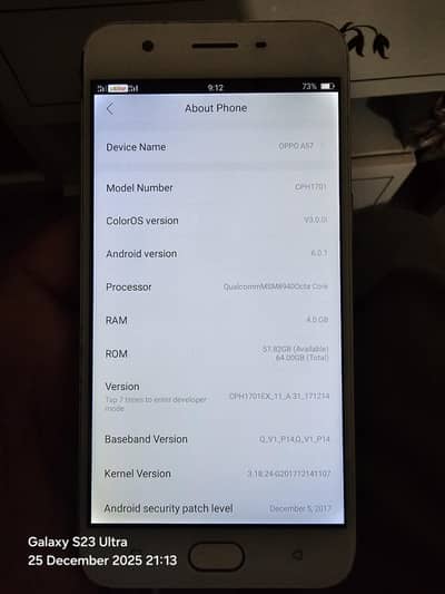 Oppo A57 for sale . panel and battery changed. vip result