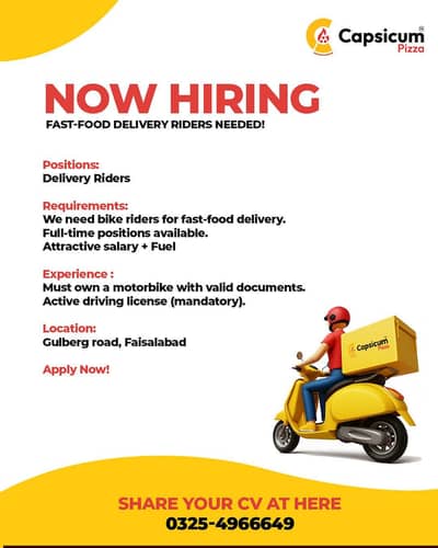 We’re Hiring Delivery Riders for Our Fast-Food Brand