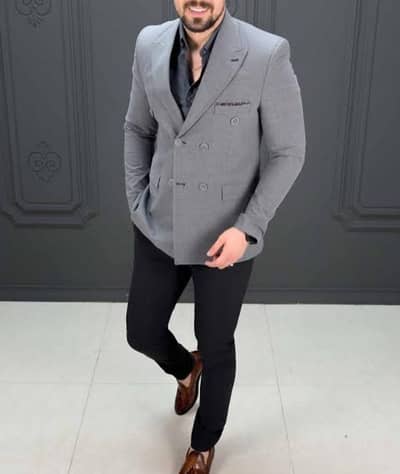 Double Breast Pent Cort With black shirt for sale