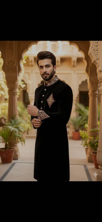 Premium Black Sherwani