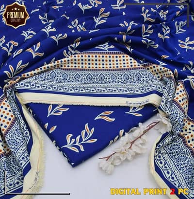 2 PC's Women's Unstitched Winter Printed Suit