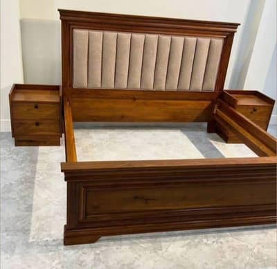 New pure woden double bed and side tables