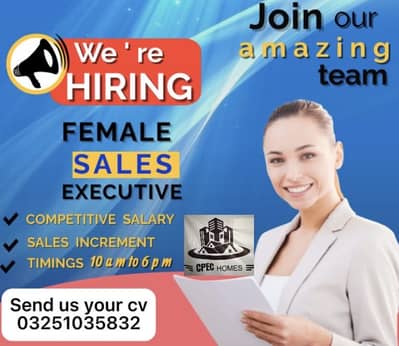 WE ARE HIRING FEMALES SALES EAXECUTIVE