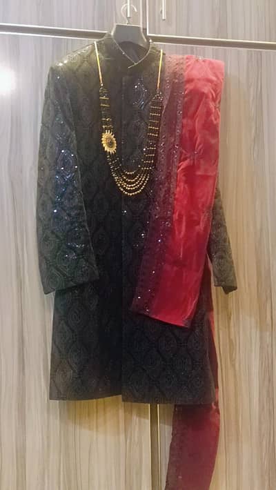 sherwani, qulla, shawl, khussa & mala