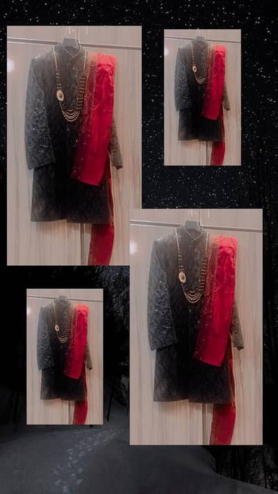 sherwani, qulla, shawl, khussa & mala