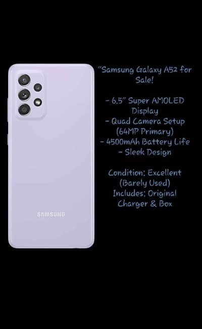 Samsung A52 with box