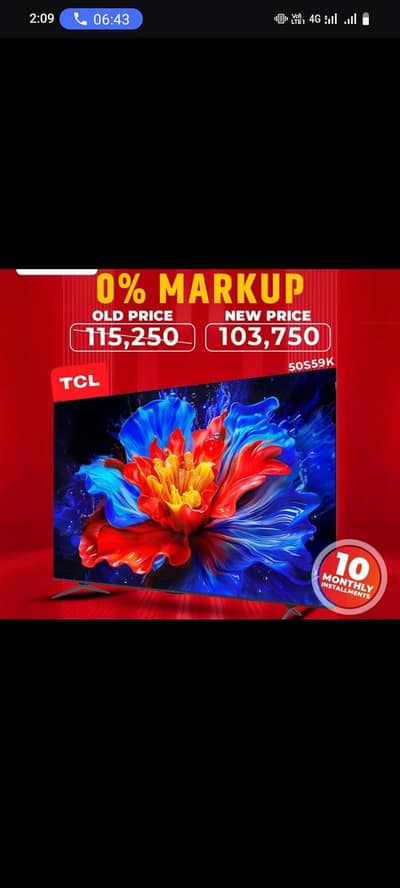 0%markup LEDs TCL Haier available on easy instalment plan size 32to 85