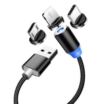 3-in-1 Magnetic Fast Charging Cable | Micro Usb, Type-c & Iphone | 360