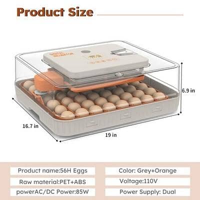 HHD WONEGG 2025 New Design 56 Eggs Incubator Grey & Blue Full