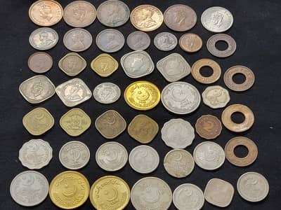 British India & Pakistan Mix Lot of 47 Coins.