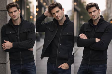 1 PC Men's Fleece Mexican style jacket Black