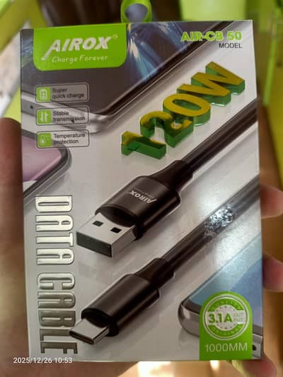 Airox brand 120W Super fast C type cable all Divice Sported